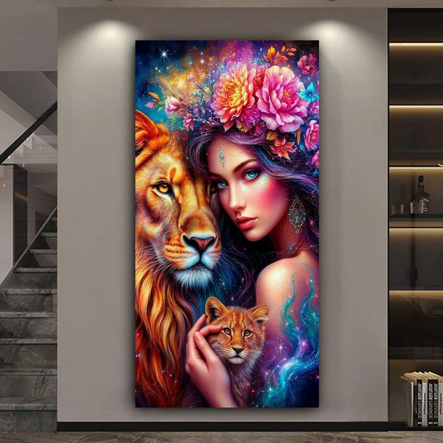 Women Bags Collection - Woman and Lions Diy Diamond Art