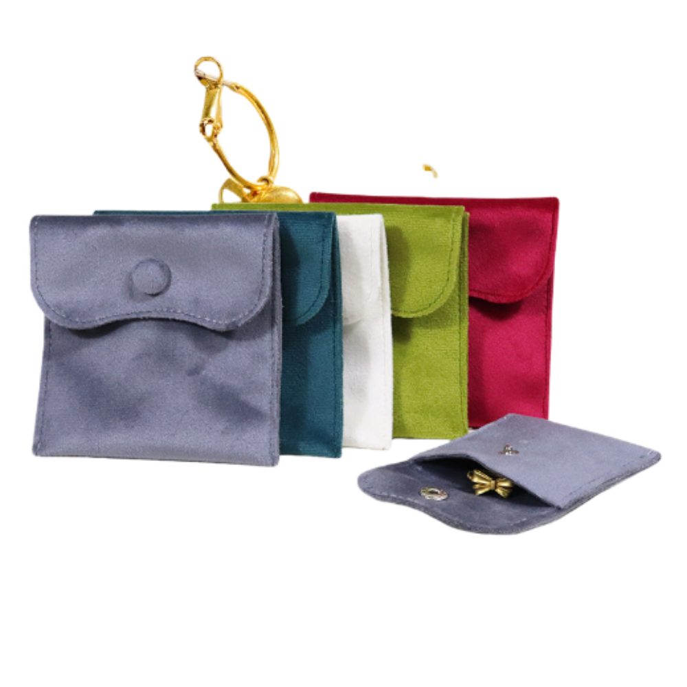 Women Bags Collection - Microfiber Velvet Jewelry Bag Snap Pouch