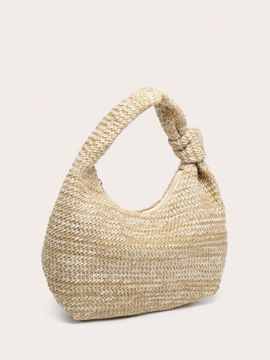 Crescent-Shaped Straw Handbag  – Half Moon Crescent recenzja i cena