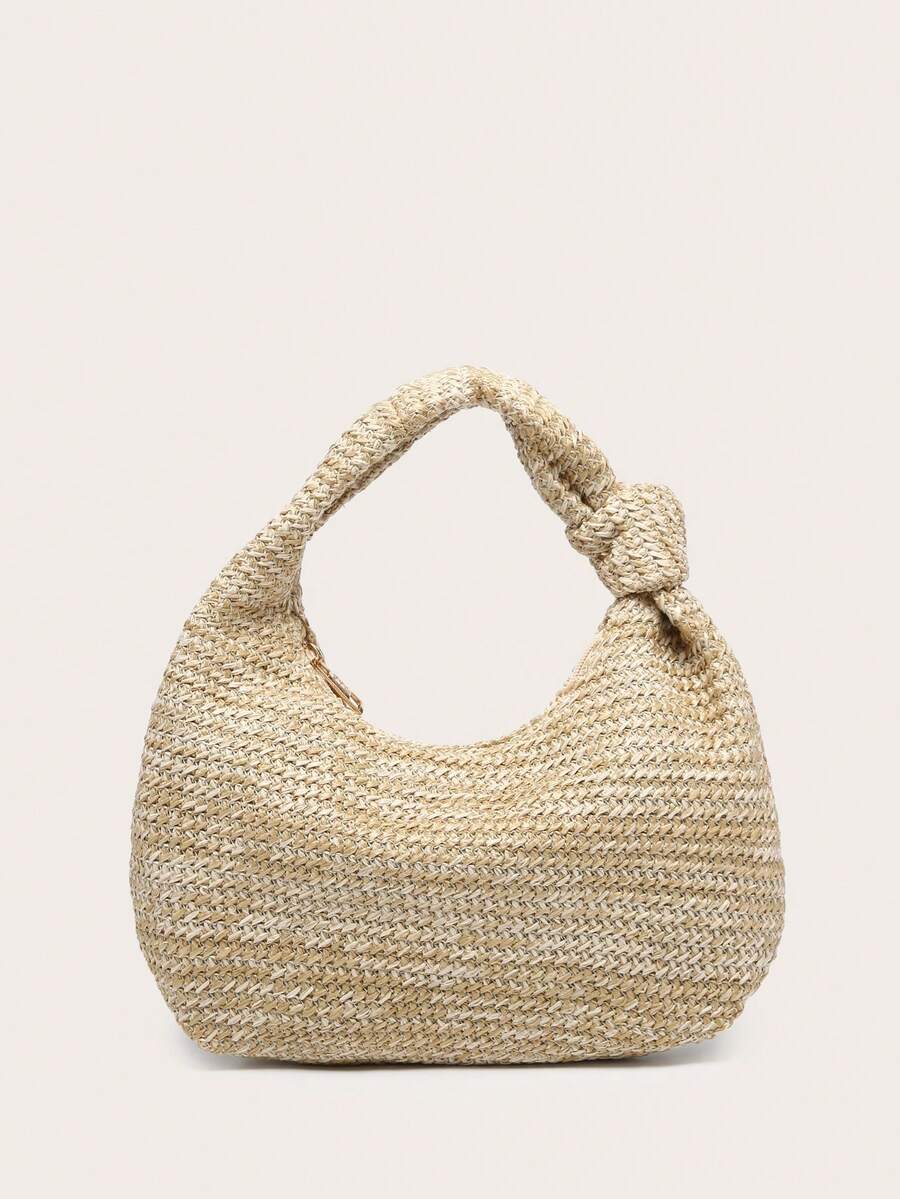 Crescent-Shaped Straw Handbag  – Half Moon Crescent recenzja i cena