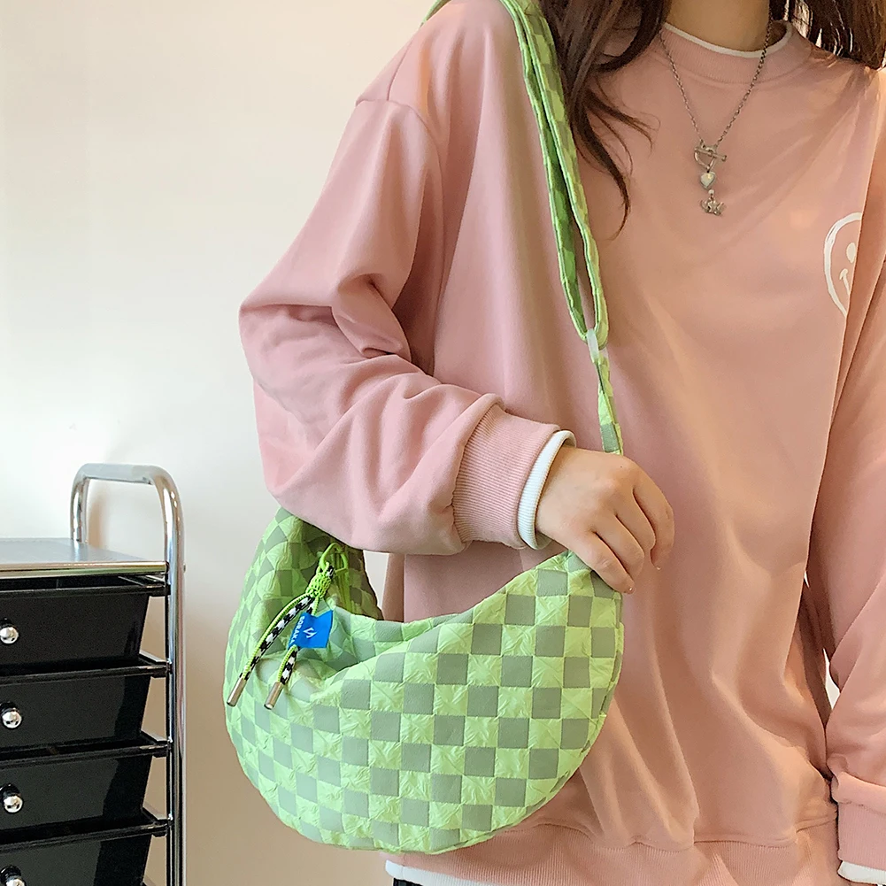 Plaid Women Messenger Bag Fash – Half Moon Crescent recenzja i cena