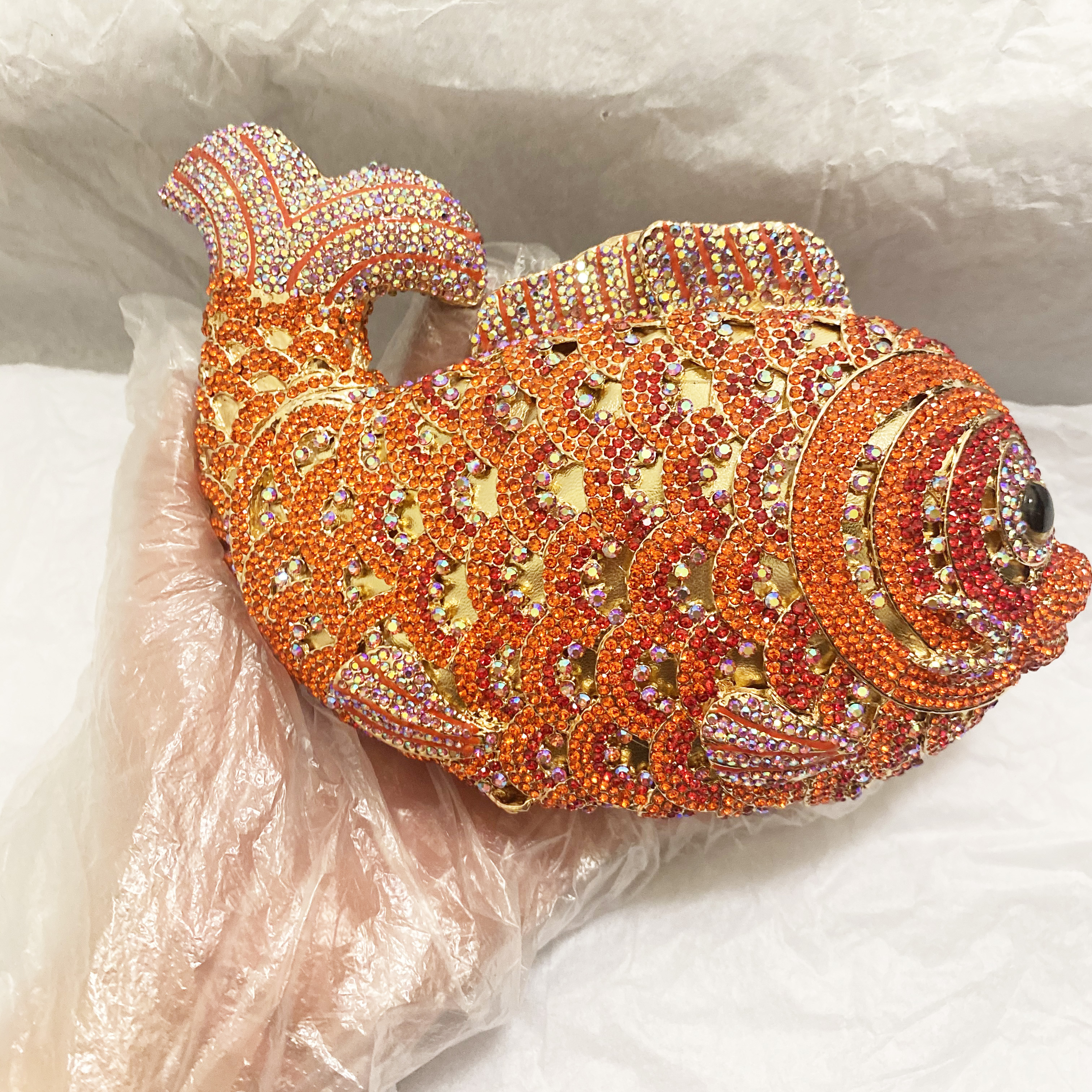 Red/Orange Fish Crystal Mini E – Clutch Bag Evening recenzja i cena