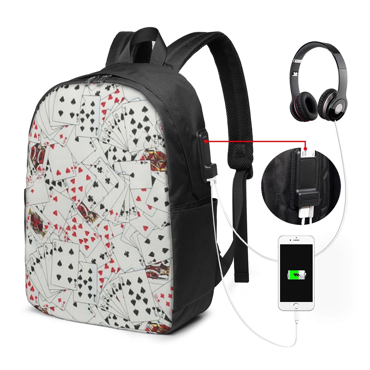 Playing Cards Poker Print Back – Womens Backpack recenzja i cena
