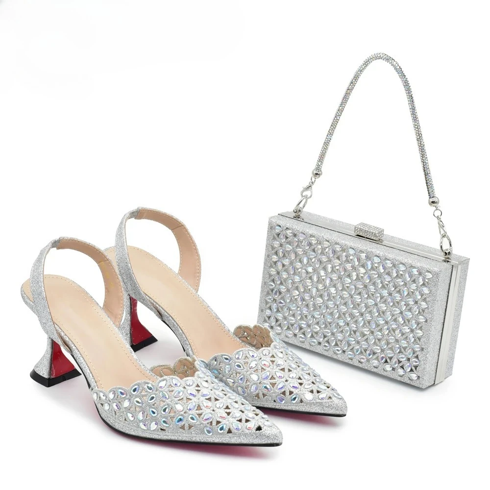 Silver Color Shoes and Bag for – Women Bags For Wedding recenzja i cena