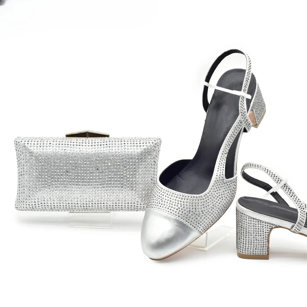 Silver Shoe and Bag Set for Pa – Women Bags For Wedding recenzja i cena