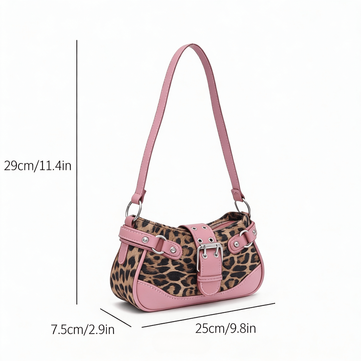 Leopard Print Pink Shoulder Ba – Half Moon Crescent recenzja i cena