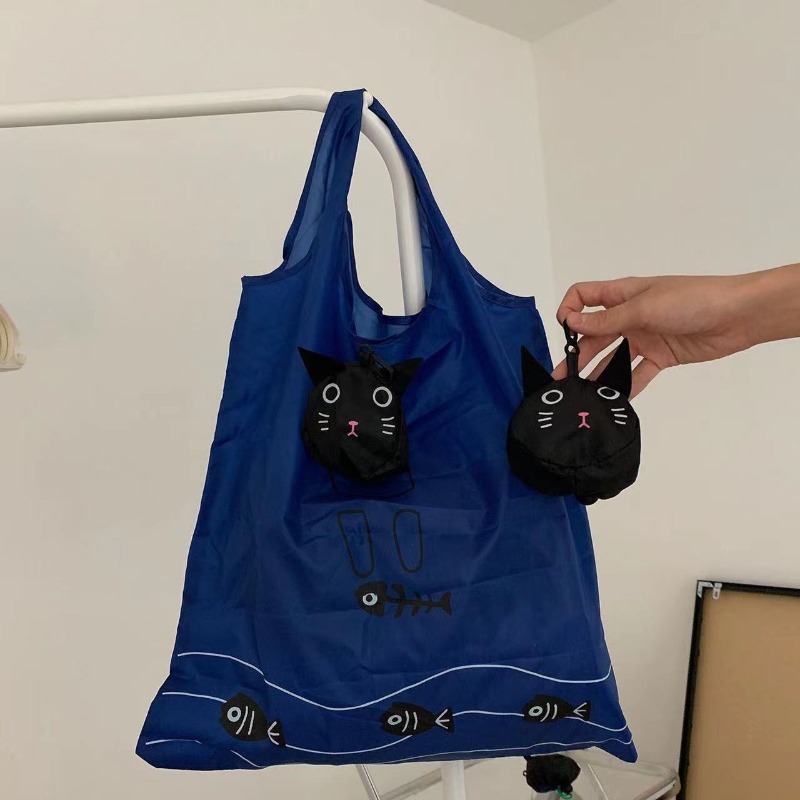 Cute Black Cat Foldable Reusab – Women'S Young Bags recenzja i cena