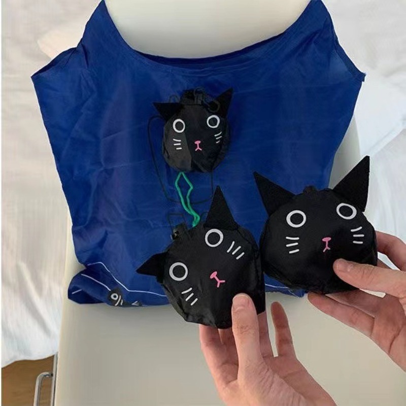 Cute Black Cat Foldable Reusab – Women'S Young Bags recenzja i cena