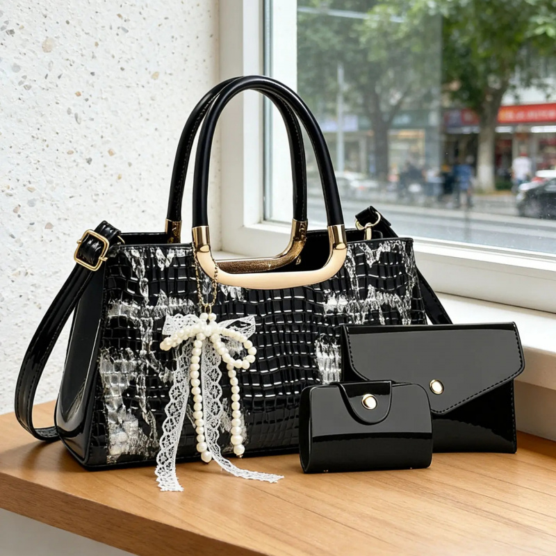 Women's Handbag Set, Crocodile – Clutch Bag Evening recenzja i cena