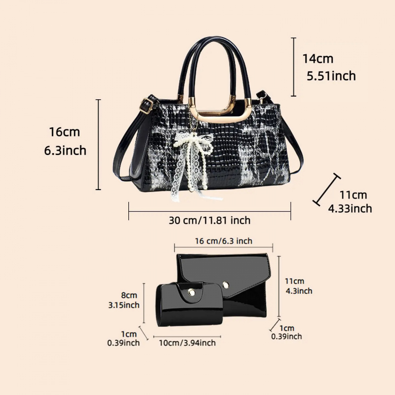 Women's Handbag Set, Crocodile – Clutch Bag Evening recenzja i cena