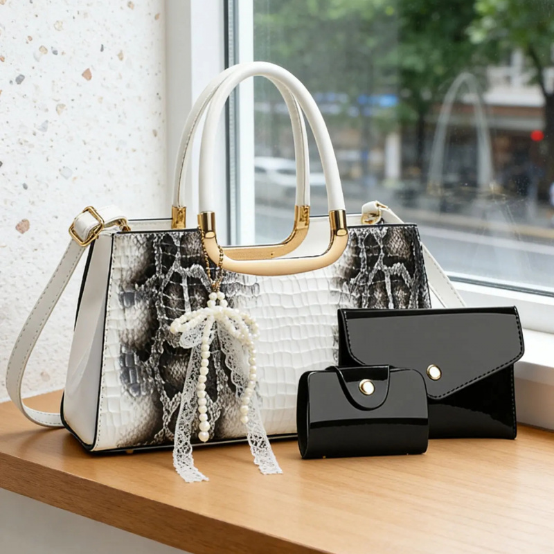 Women's Handbag Set, Crocodile – Clutch Bag Evening recenzja i cena