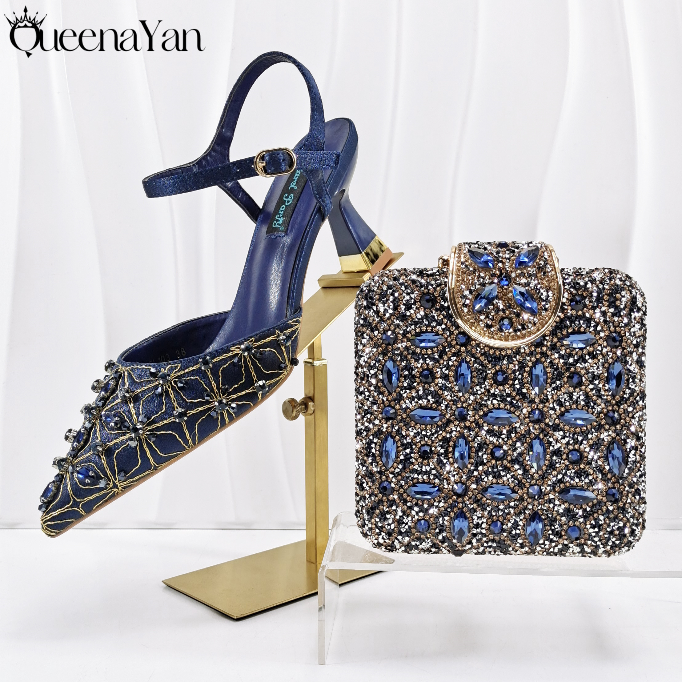 QueenaYan Elegant Glossy Navy  – Women Bags For Wedding recenzja i cena