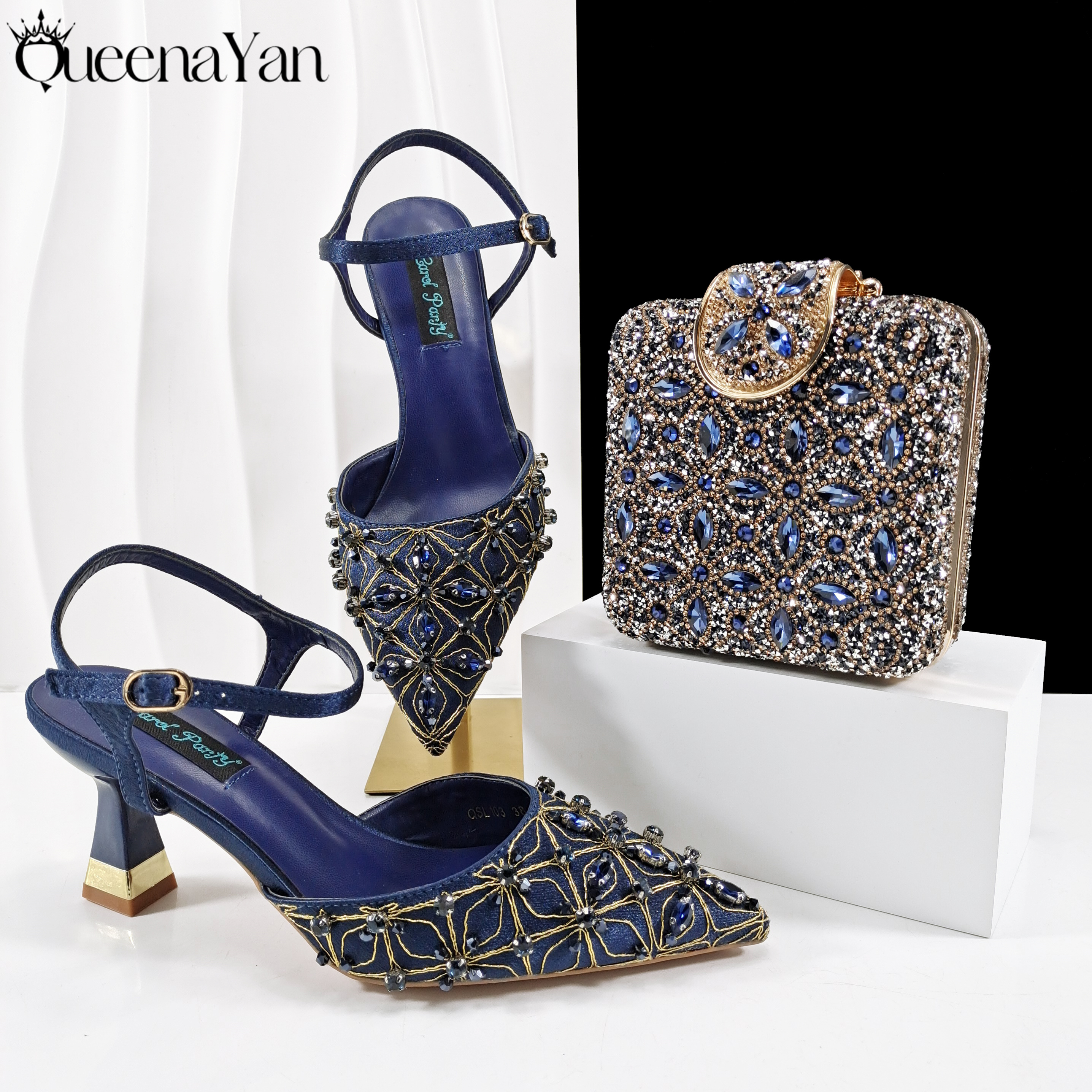 QueenaYan Elegant Glossy Navy  – Women Bags For Wedding recenzja i cena